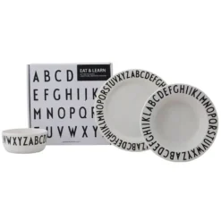 Design Letters Melaminteller Eat & Learn, 3er-Set